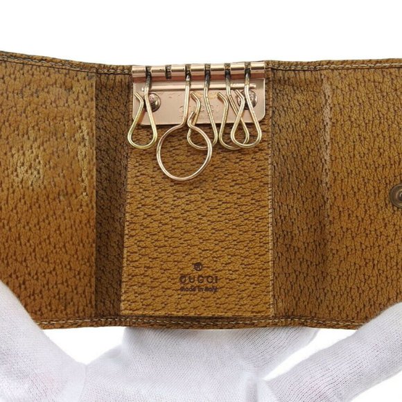 Authentic Used  GUCCI Key Case GG Canvas Beige Canvas ~ Leather - Picture 5 of 8